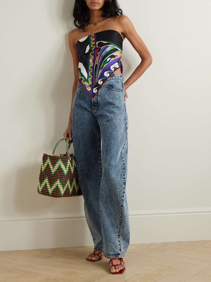 PUCCI Printed silk-twill scarf Navy outlook