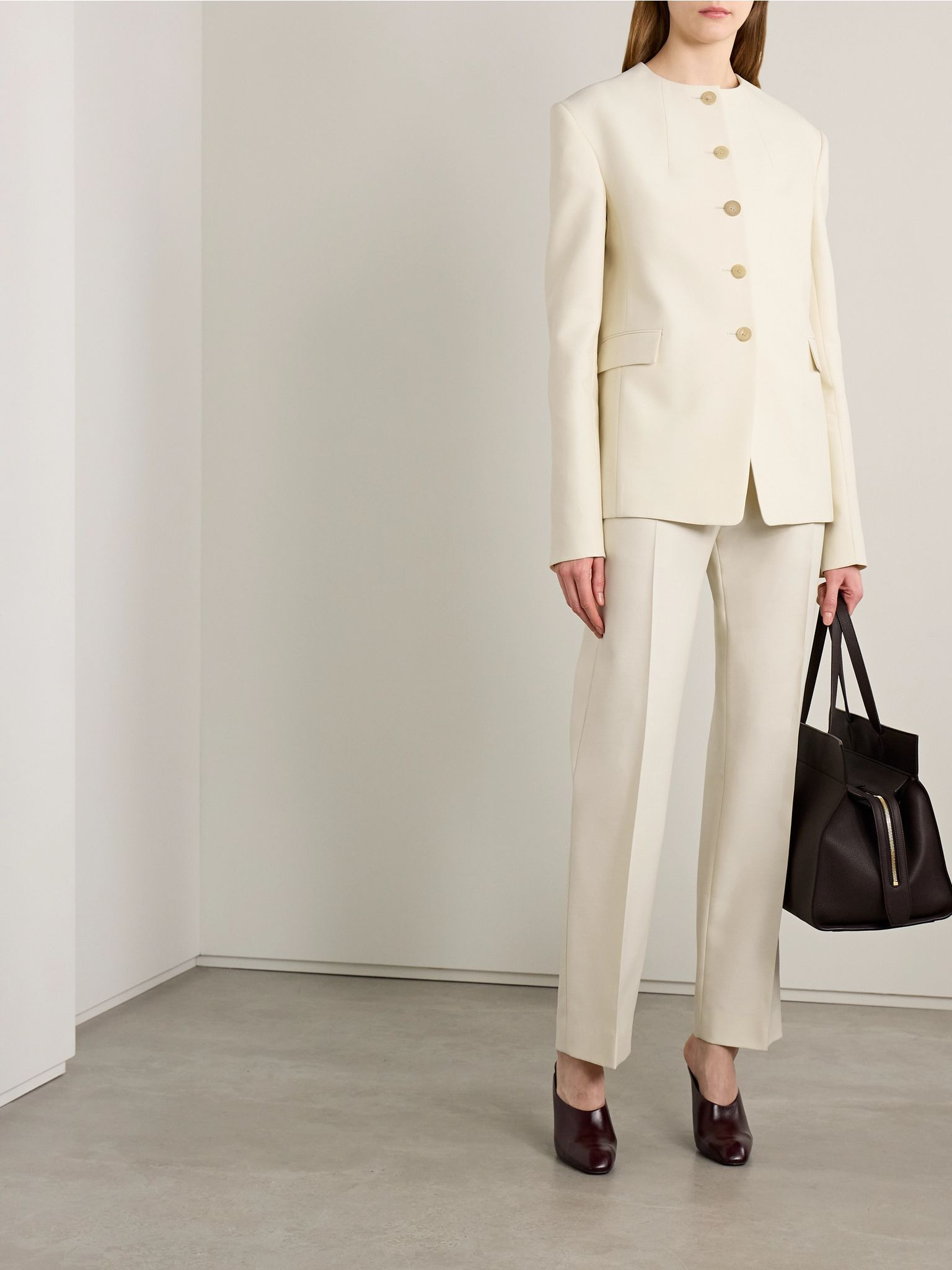 Jameson wool and silk-blend jacket Cream - 2