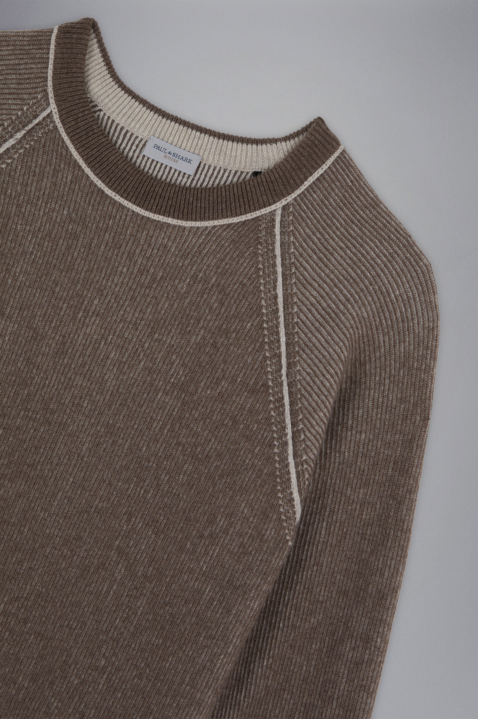 WOOL SWEATER WITH CONTRASTING PIPING - 5