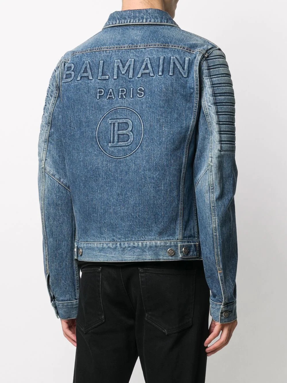 logo-embossed denim jacket - 4