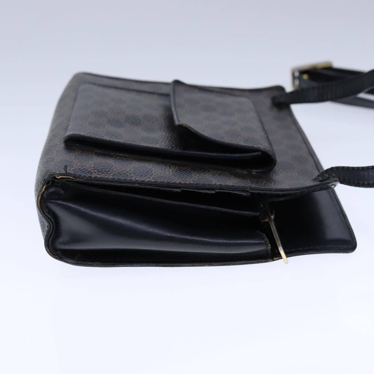 CELINE Macadam Canvas Shoulder Bag Pvc Leather Black - 4
