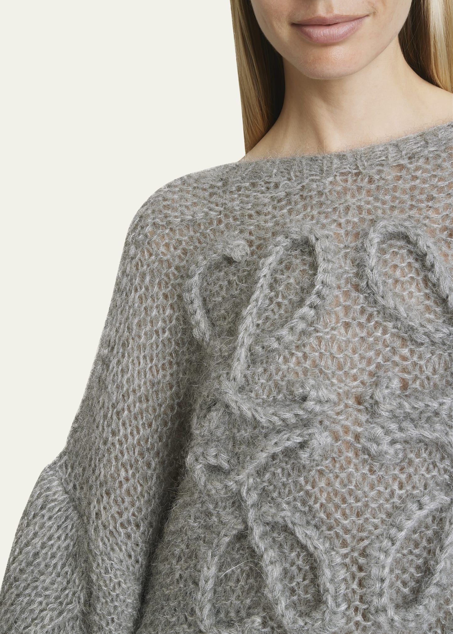 Anagram Cable-Knit Sleeve Sweater - 5