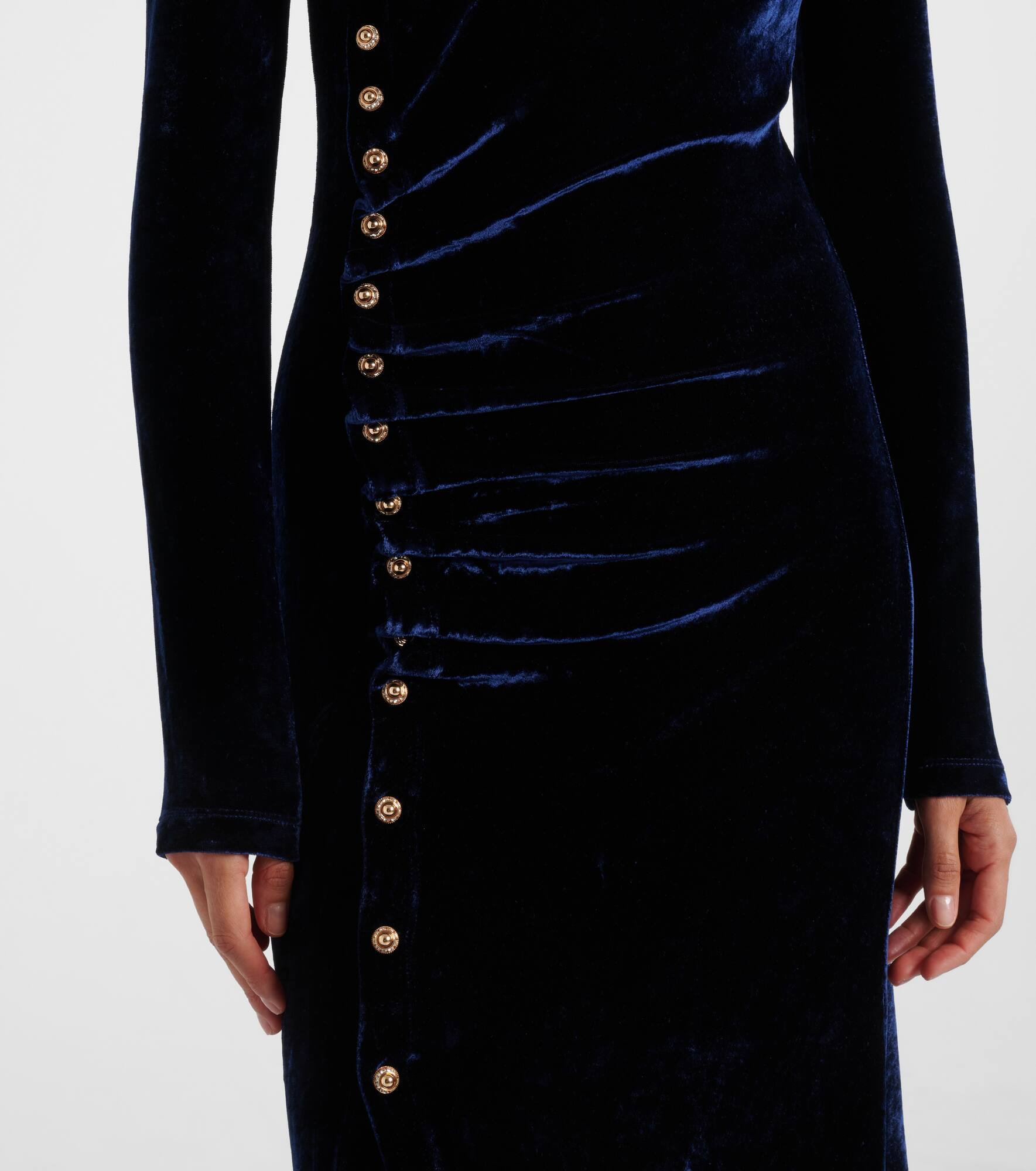 Draped velvet midi dress - 5