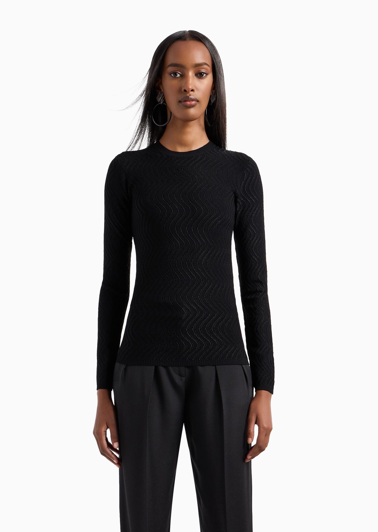 Crew-neck jumper in jacquard viscose - 3