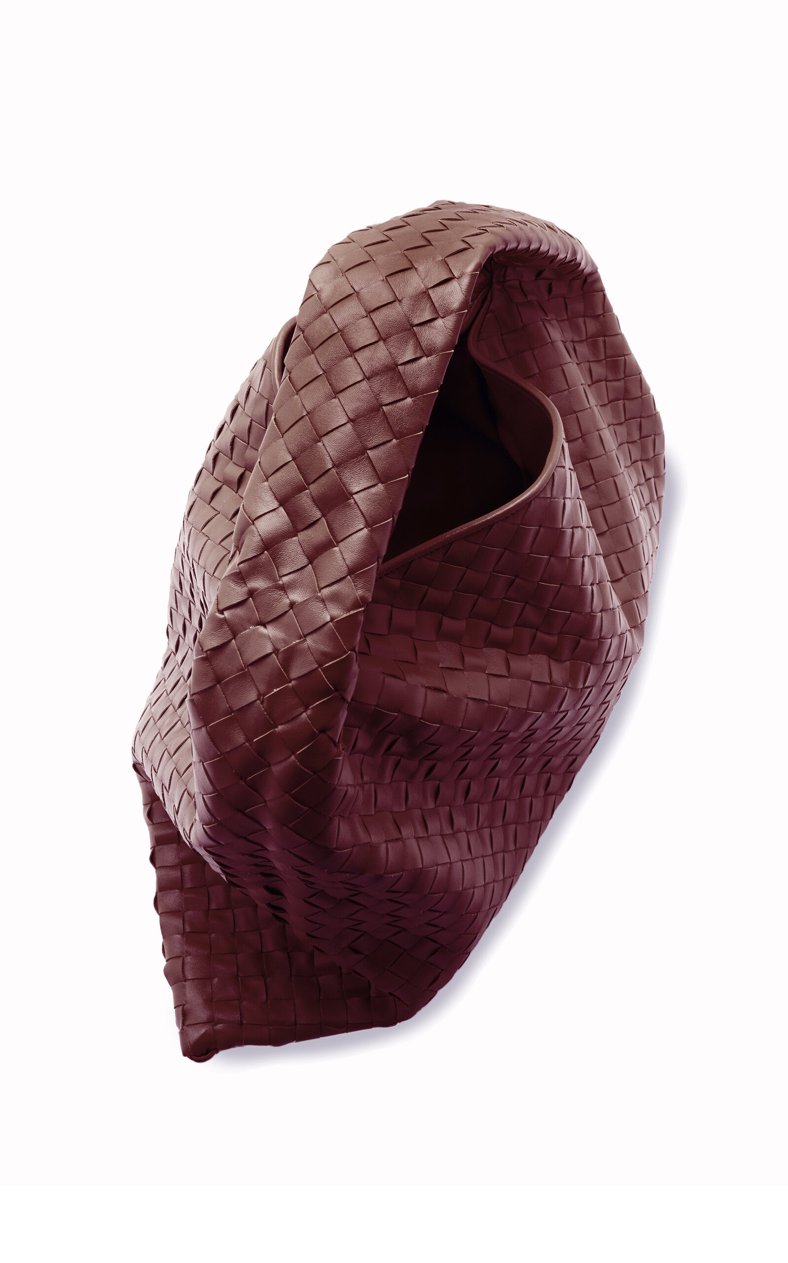 Large Hop Intrecciato Leather Bag burgundy - 5