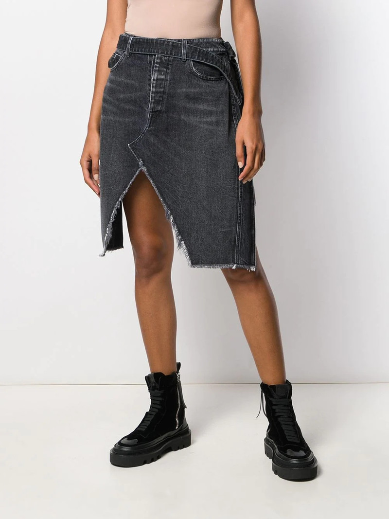 denim and plaid asymmetric skirt 3
