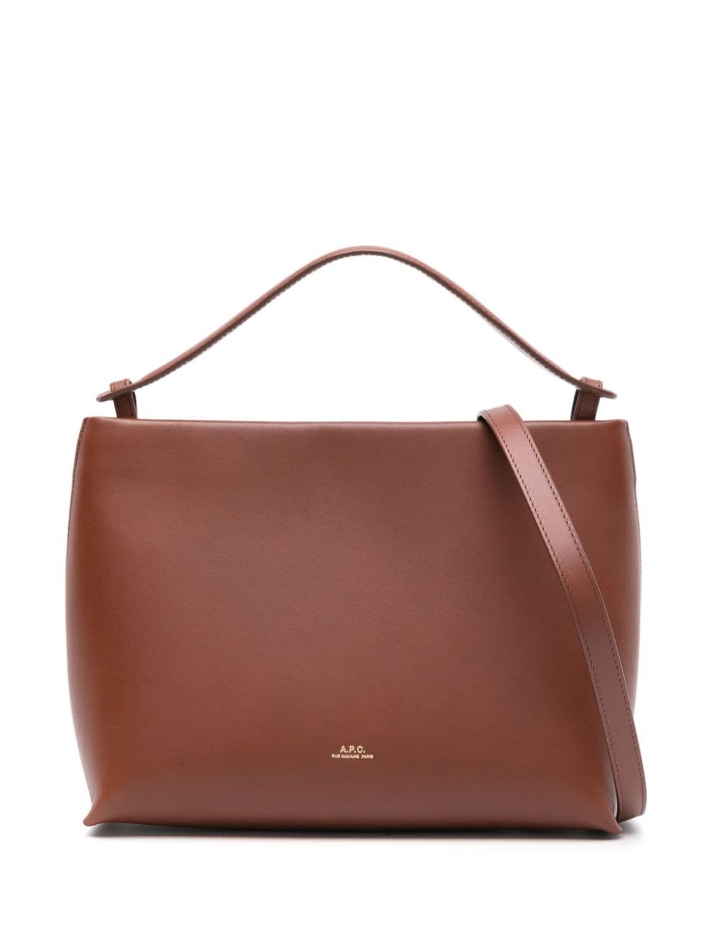 logo-handle leather bag - 1