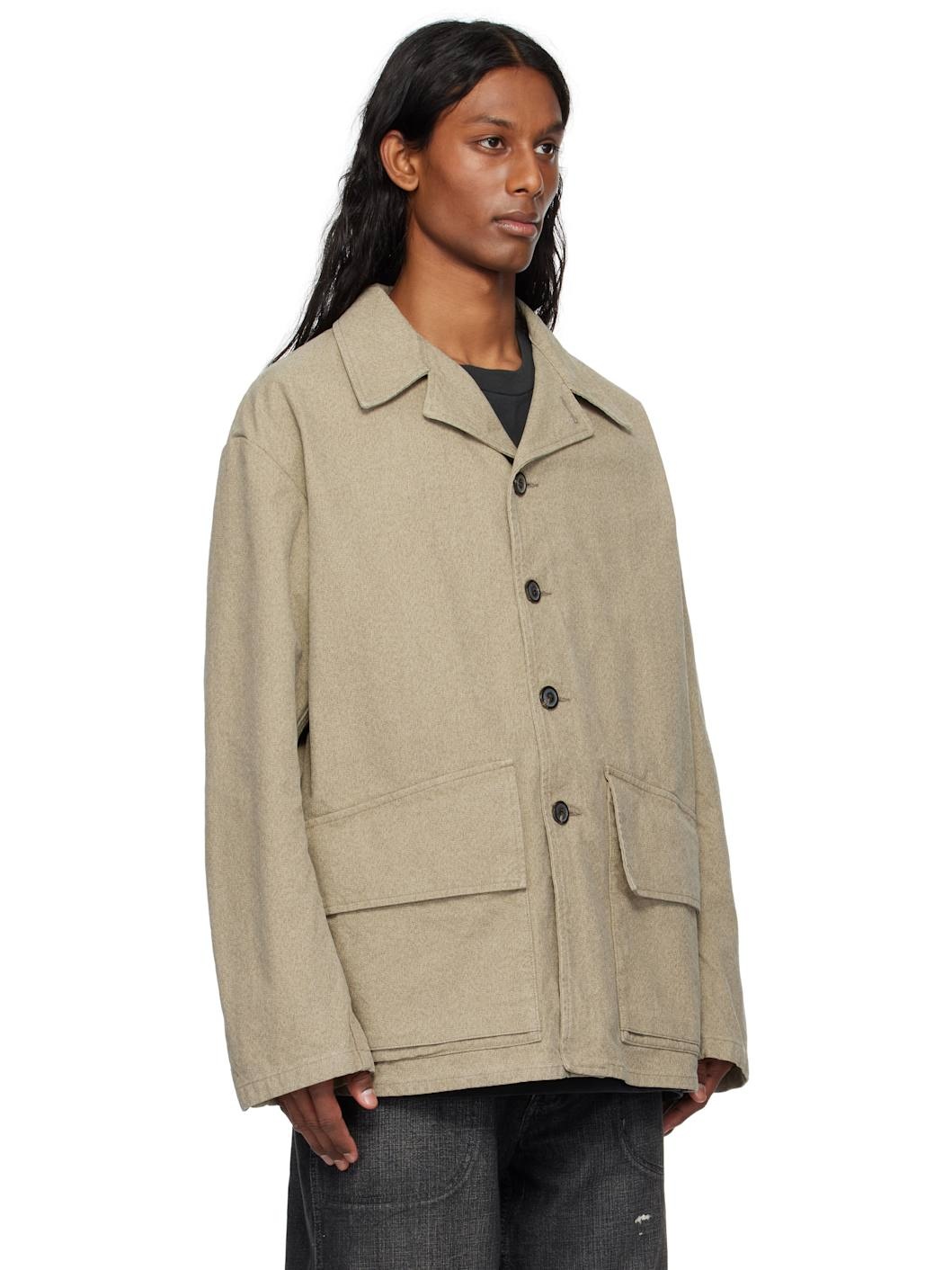 Beige Cotton Caban Jacket - 2