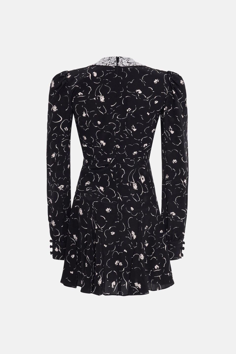FLORAL PRINT SILK MINI DRESS WITH LACE COLLAR - 2