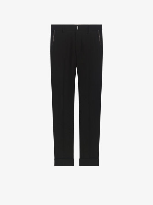 SLIM FIT PANTS IN WOOL WITH METALLIC DETAILS - 4