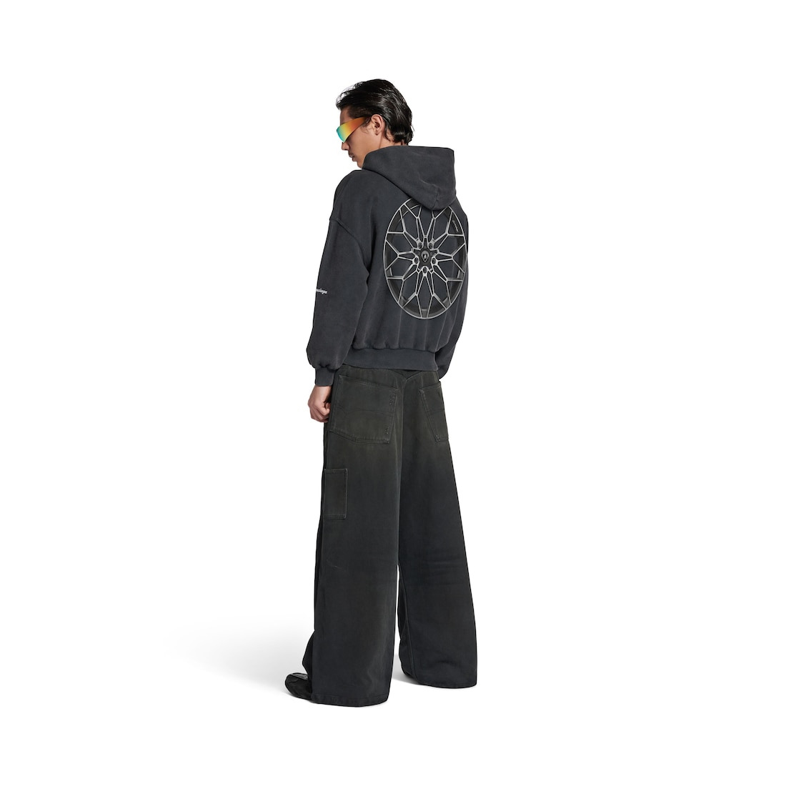 Men's Ripped Off Baggy Pants in Black/green/red - 4