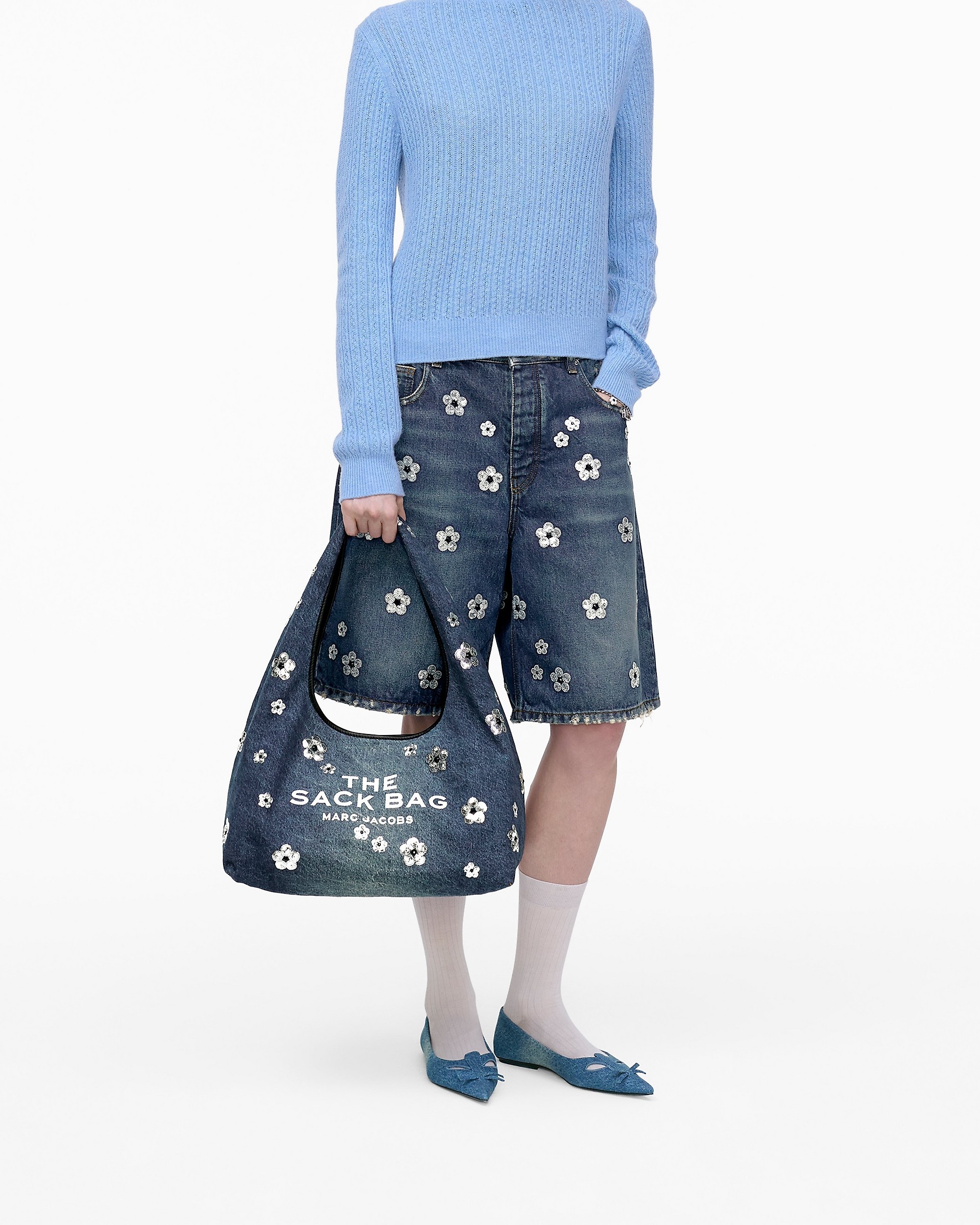 THE SEQUIN DAISY DENIM SACK BAG - 8