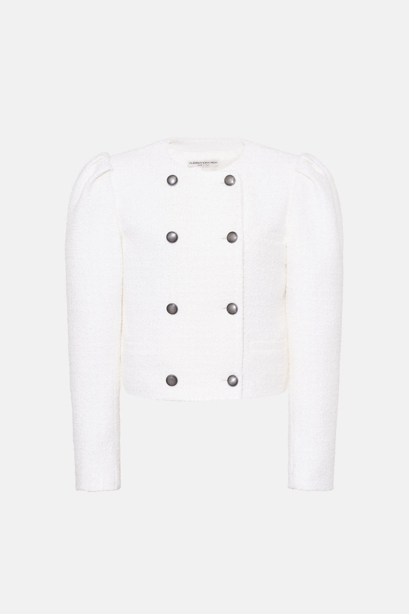 CHECKED TWEED BOUCLE DOUBLE BREASTED JACKET 1