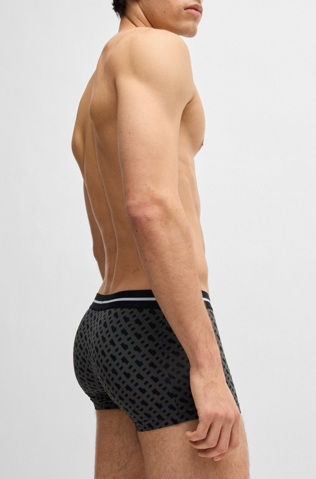 THREE-PACK OF STRETCH-COTTON PLAIN AND MONOGRAMMED TRUNKS - 5