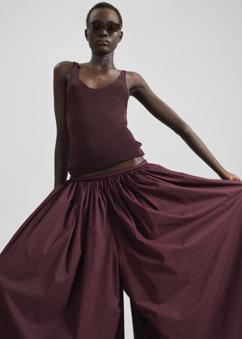 Gaeta Wide Corded Waistband Culottes - Burgundy 6