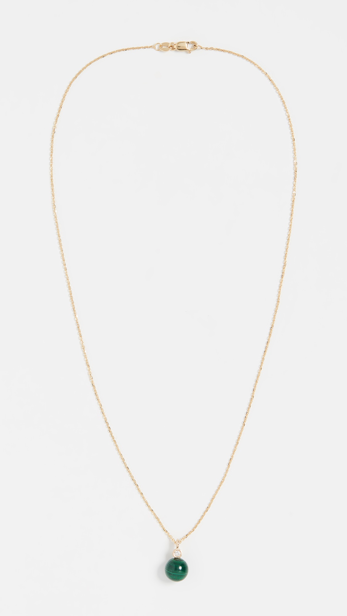 14k  Malachite and Diamond Dot Necklace - 4