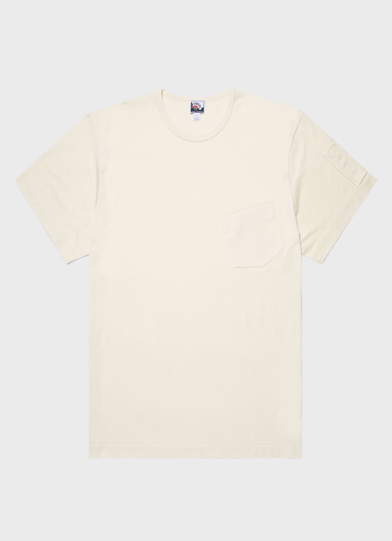Nigel Cabourn x Sunspel Short Sleeve Pocket T-Shirt in Stone White - 1