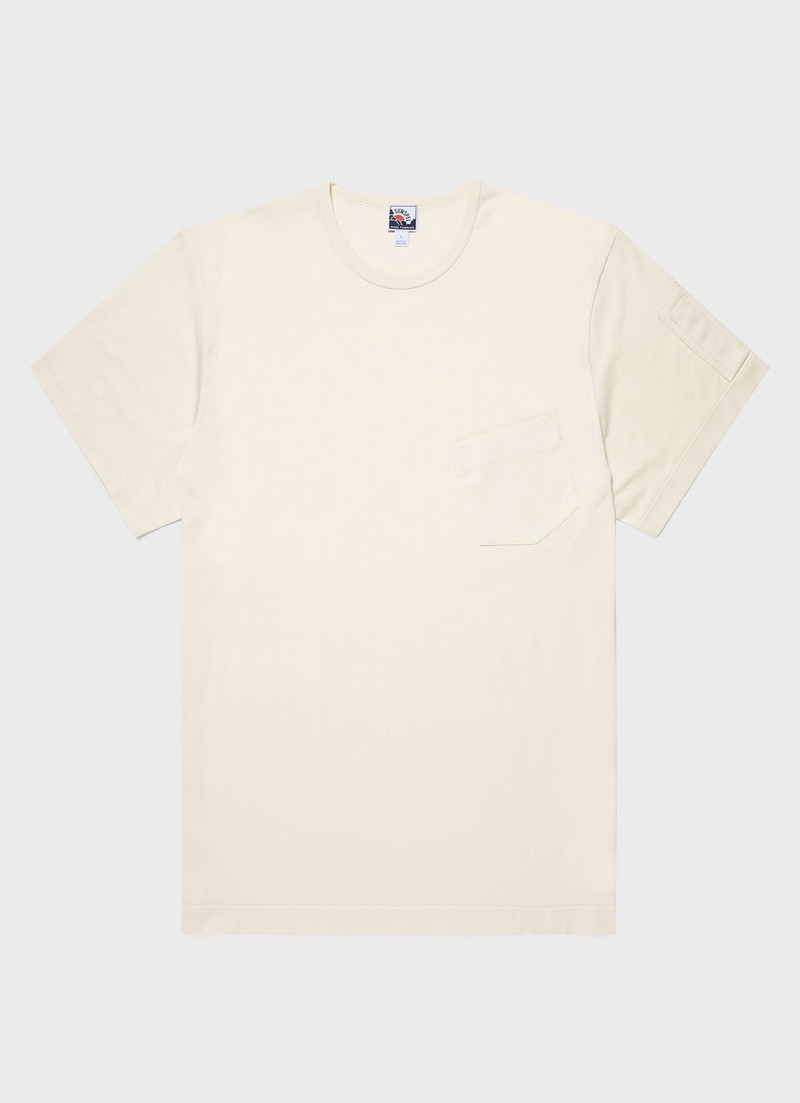 Nigel Cabourn x Sunspel Short Sleeve Pocket T-Shirt in Stone White 1