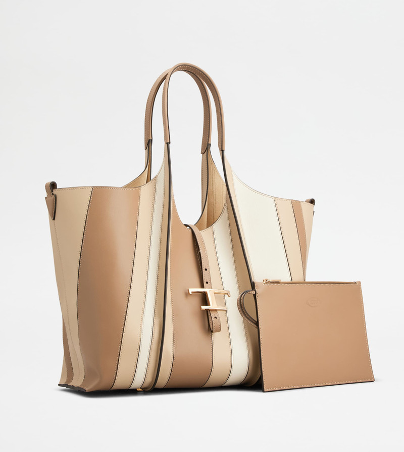 Tod's T TIMELESS SHOPPING BAG IN LEATHER MEDIUM - BEIGE, WHITE, NATURAL outlook