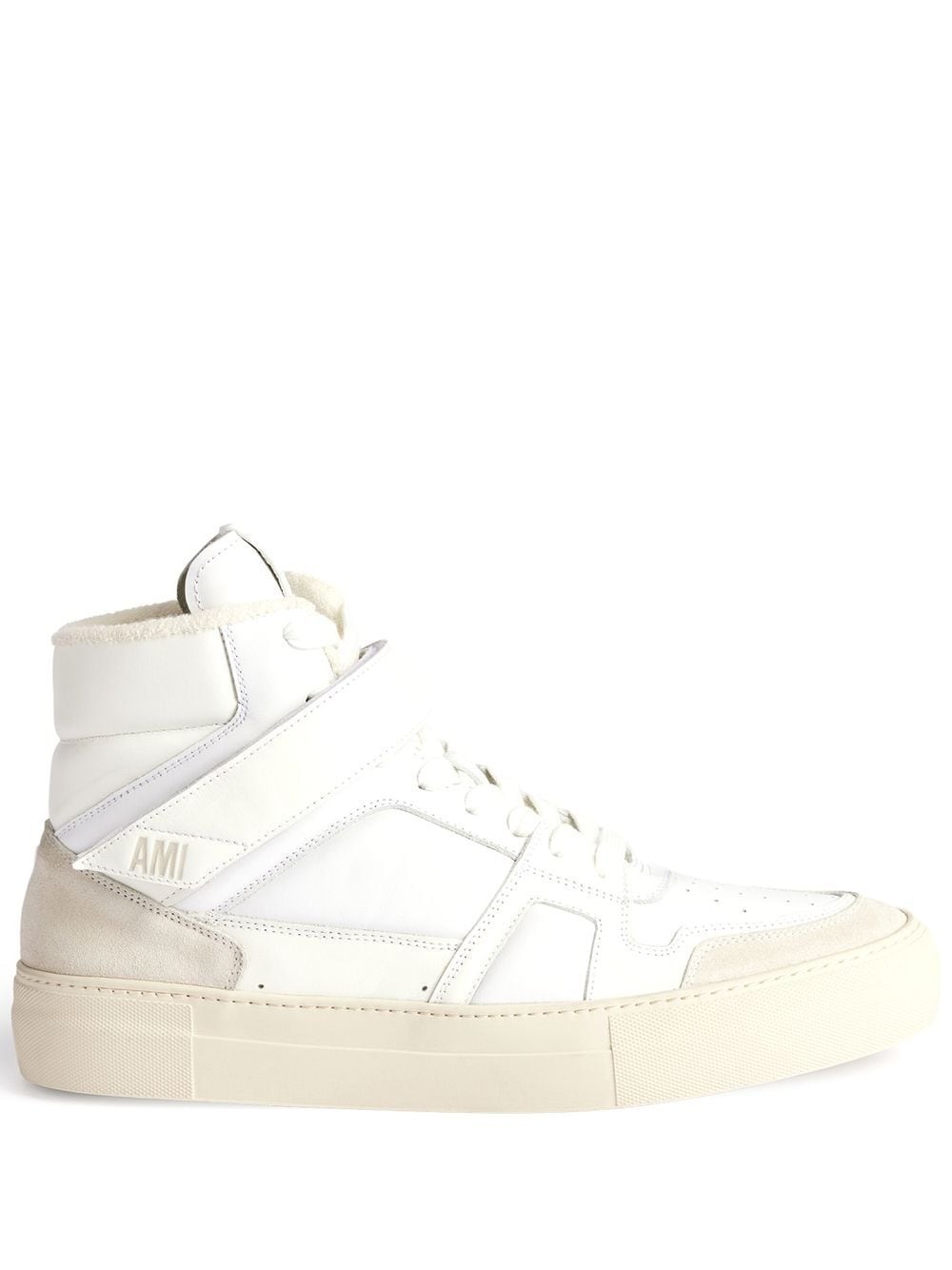 high-top leather sneakers - 1