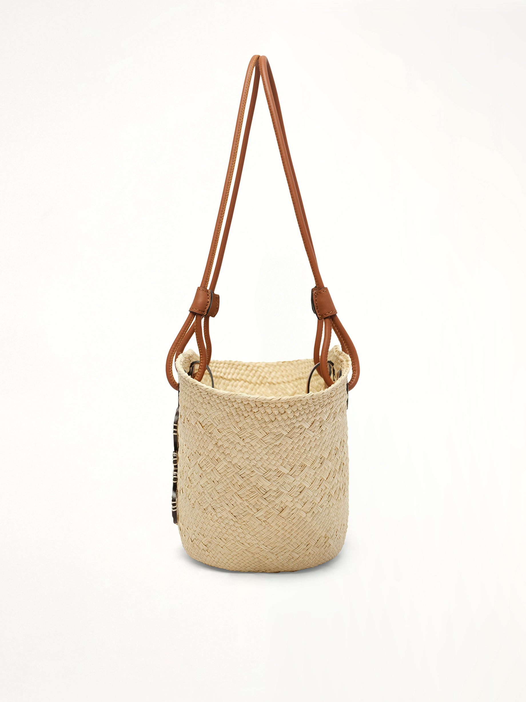 Small Anagram Basket Bag in Iraca Palm and Calfskin in Natural - 5