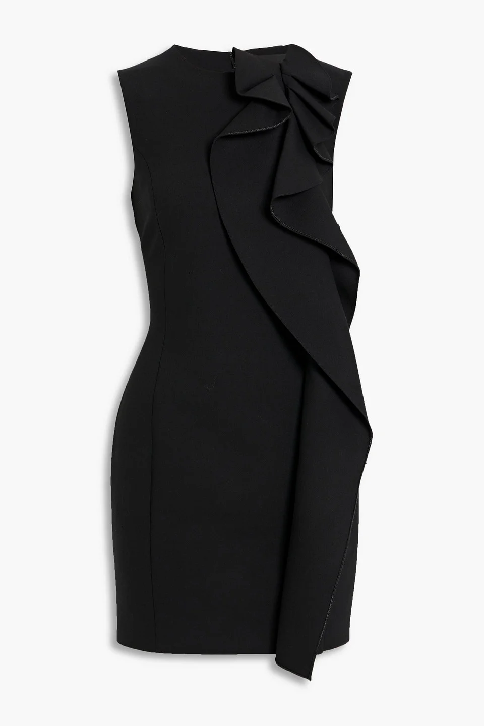 Ruffled wool-blend crepe mini dress - 1