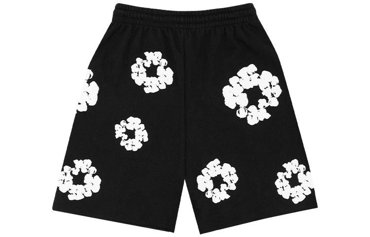 Denim Tears Cotton Wreath Logo Shorts 'Black White' 402-010-30 - 2