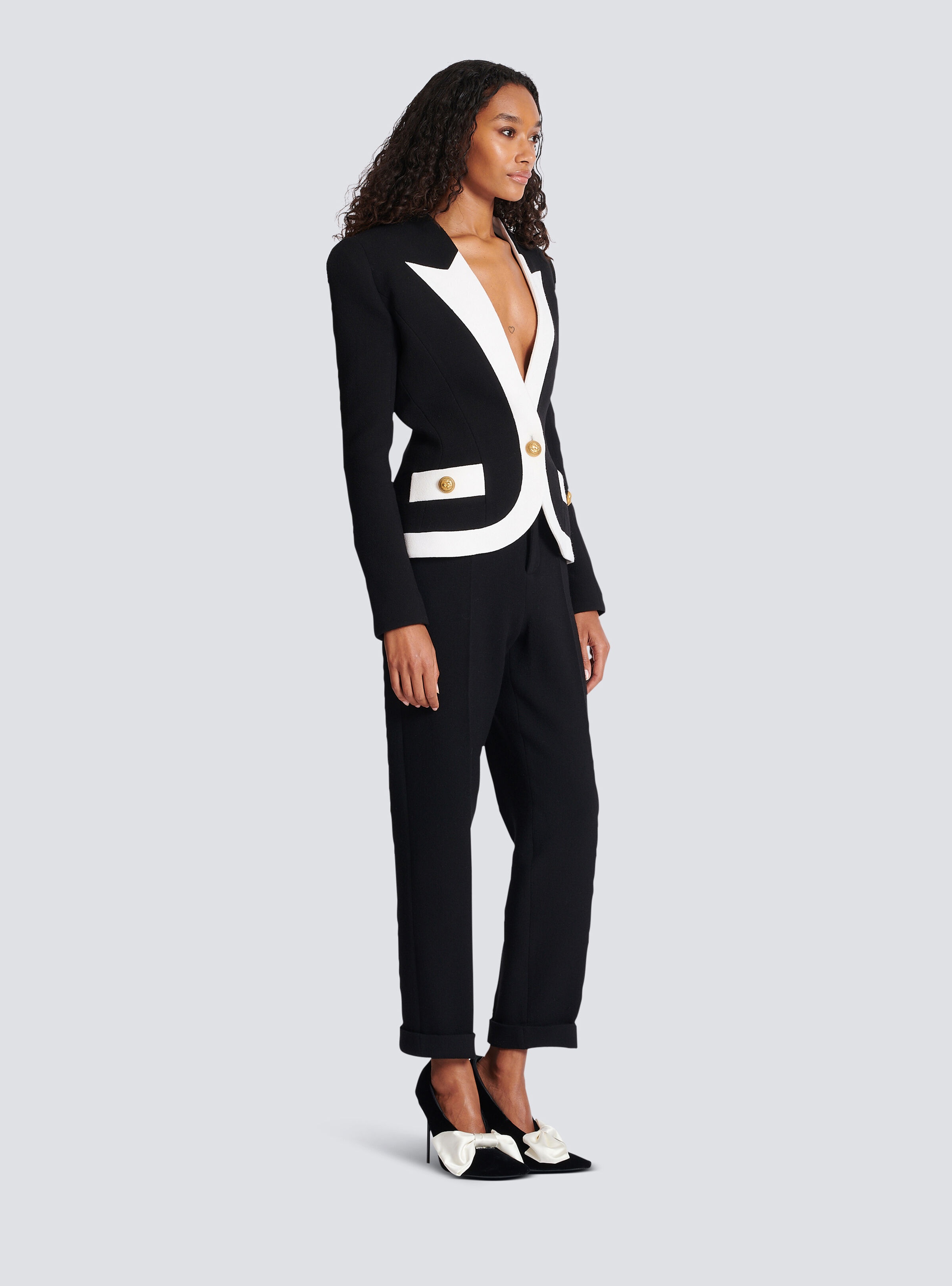 Two-tone crepe jacket - 3