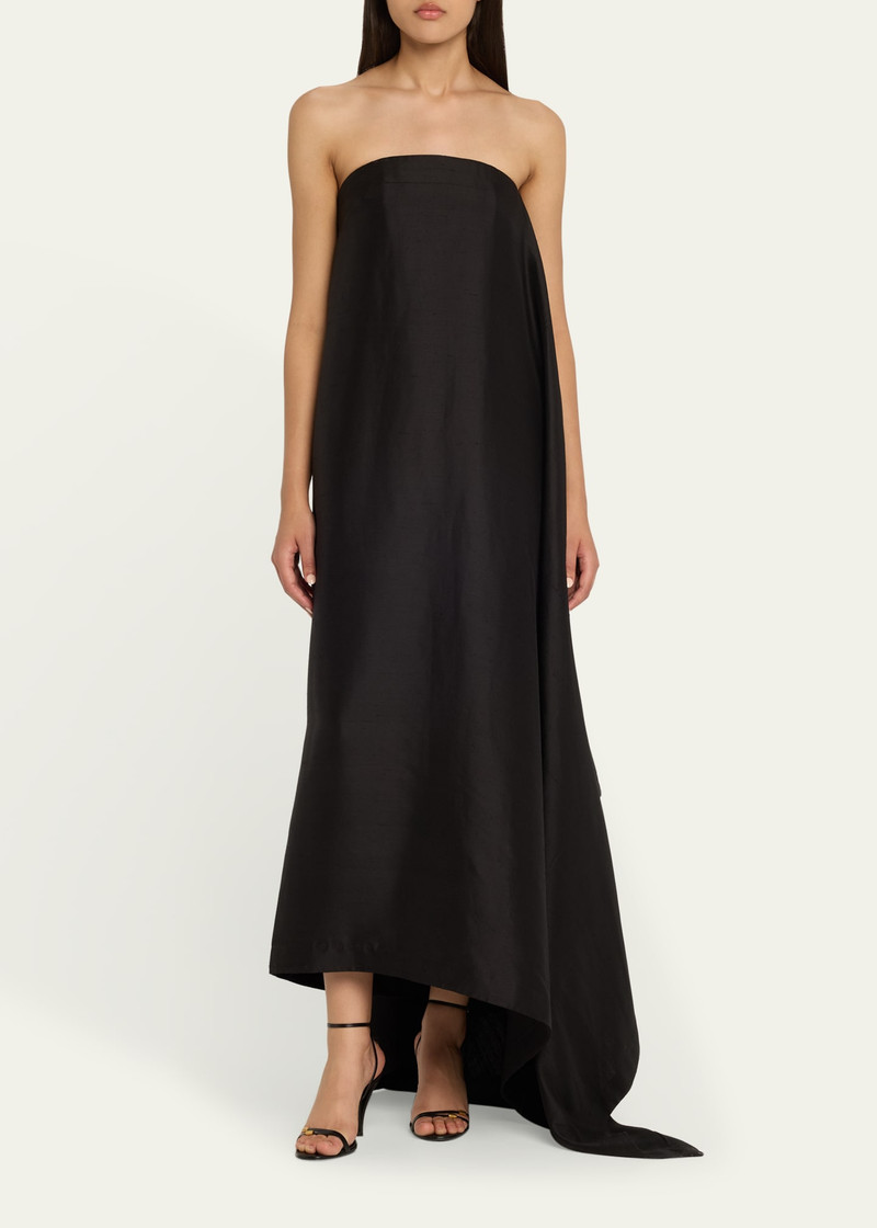 HEIRLOME Wren Strapless Asymmetric Silk Maxi Dress outlook