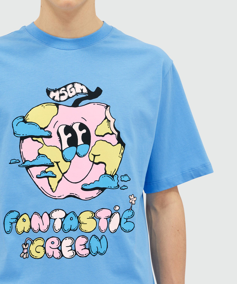 Organic cotton "Fantastic Green Burro Studio" light blue T-shirt 5