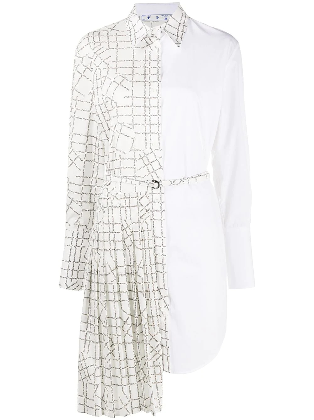 panelled logo-grid shirt dress - 1