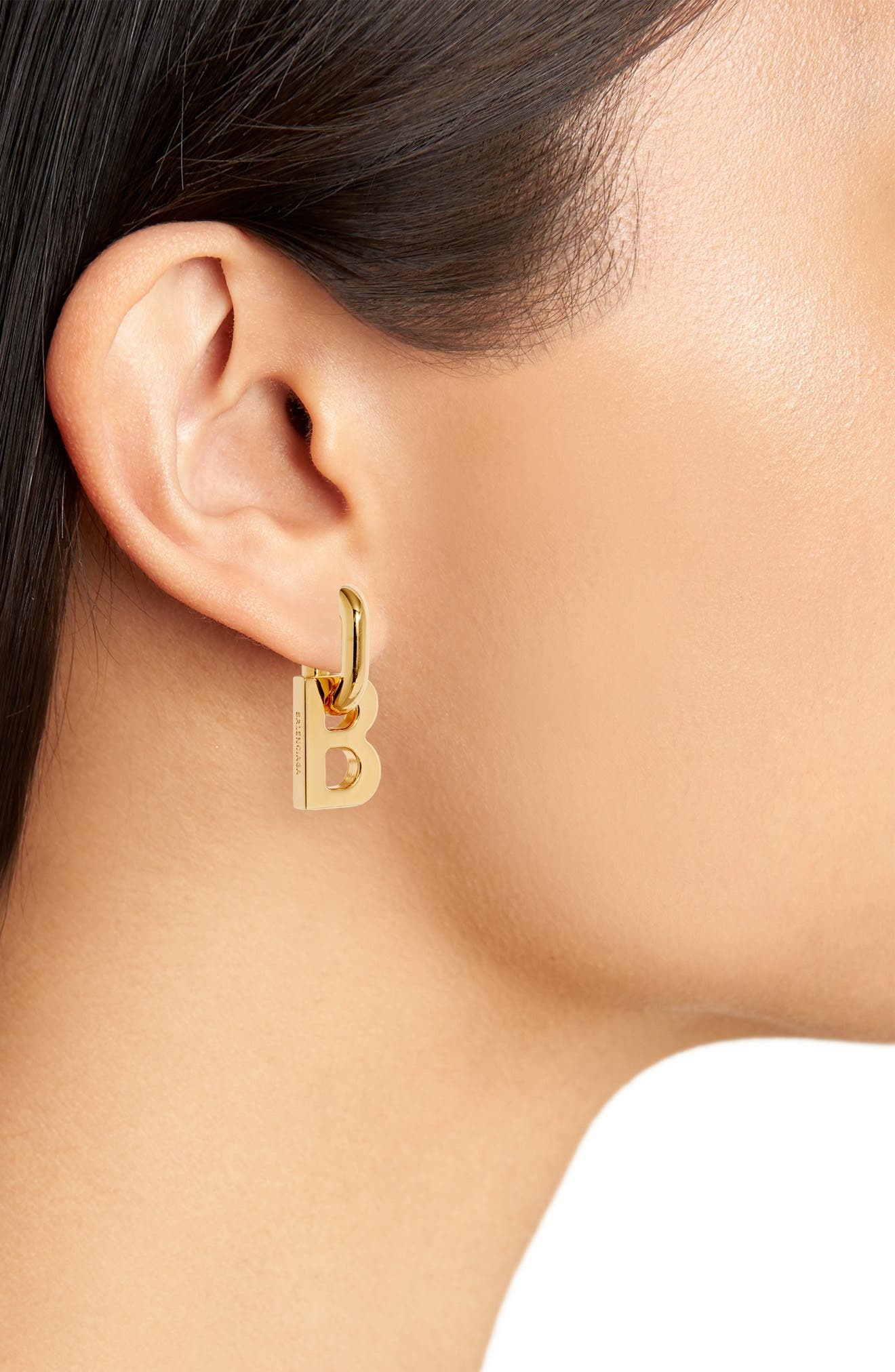 Balenciaga XS B Chain Earrings in Shiny Gold at Nordstrom - 2