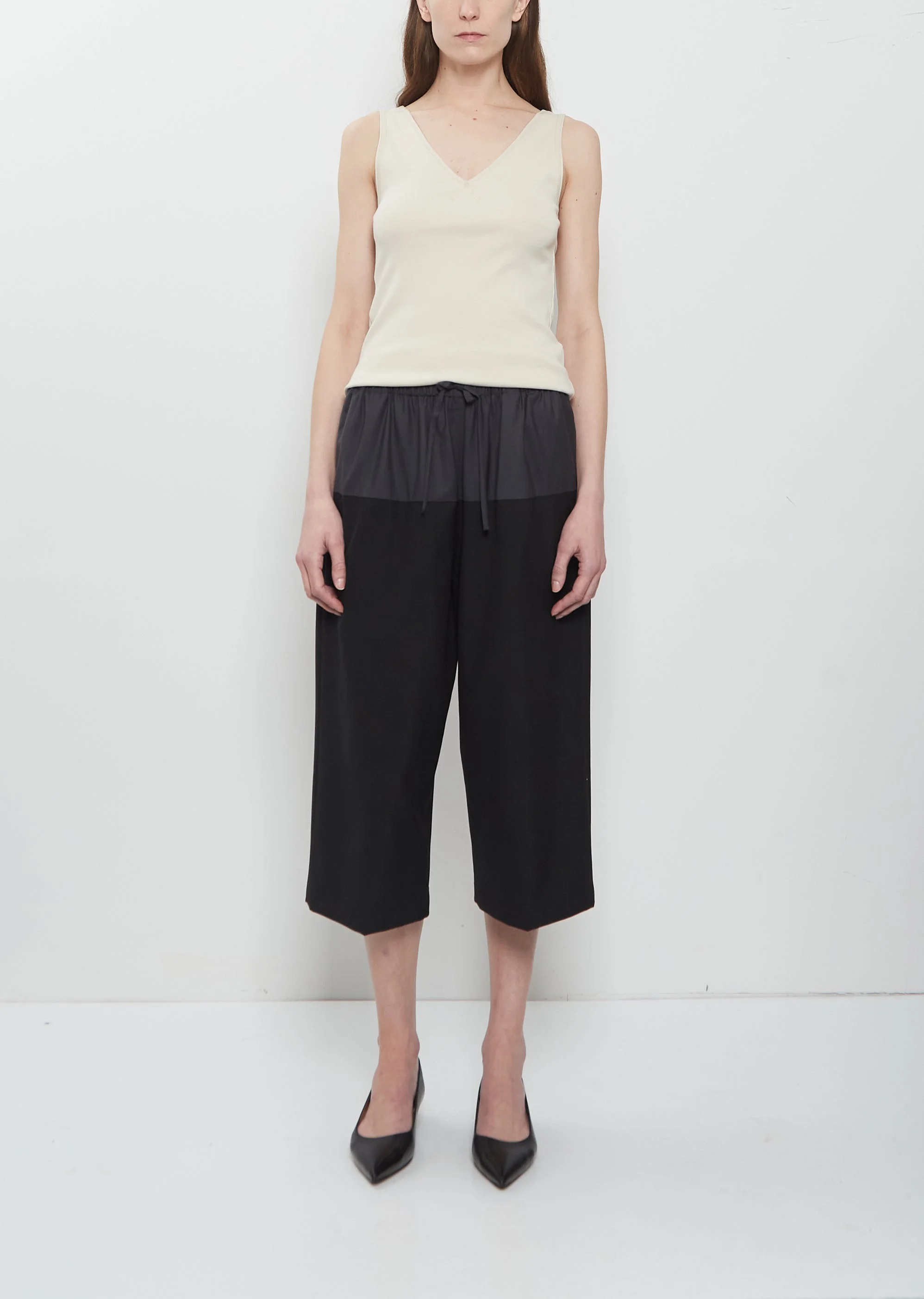 Cropped Drawstring Wool Pant - 1