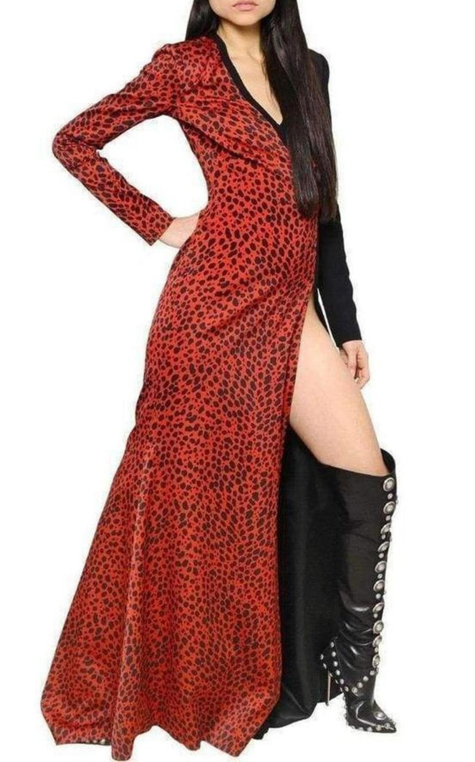 Fausto Puglisi - Red Leopard Print Stretch Silk Gown - 2