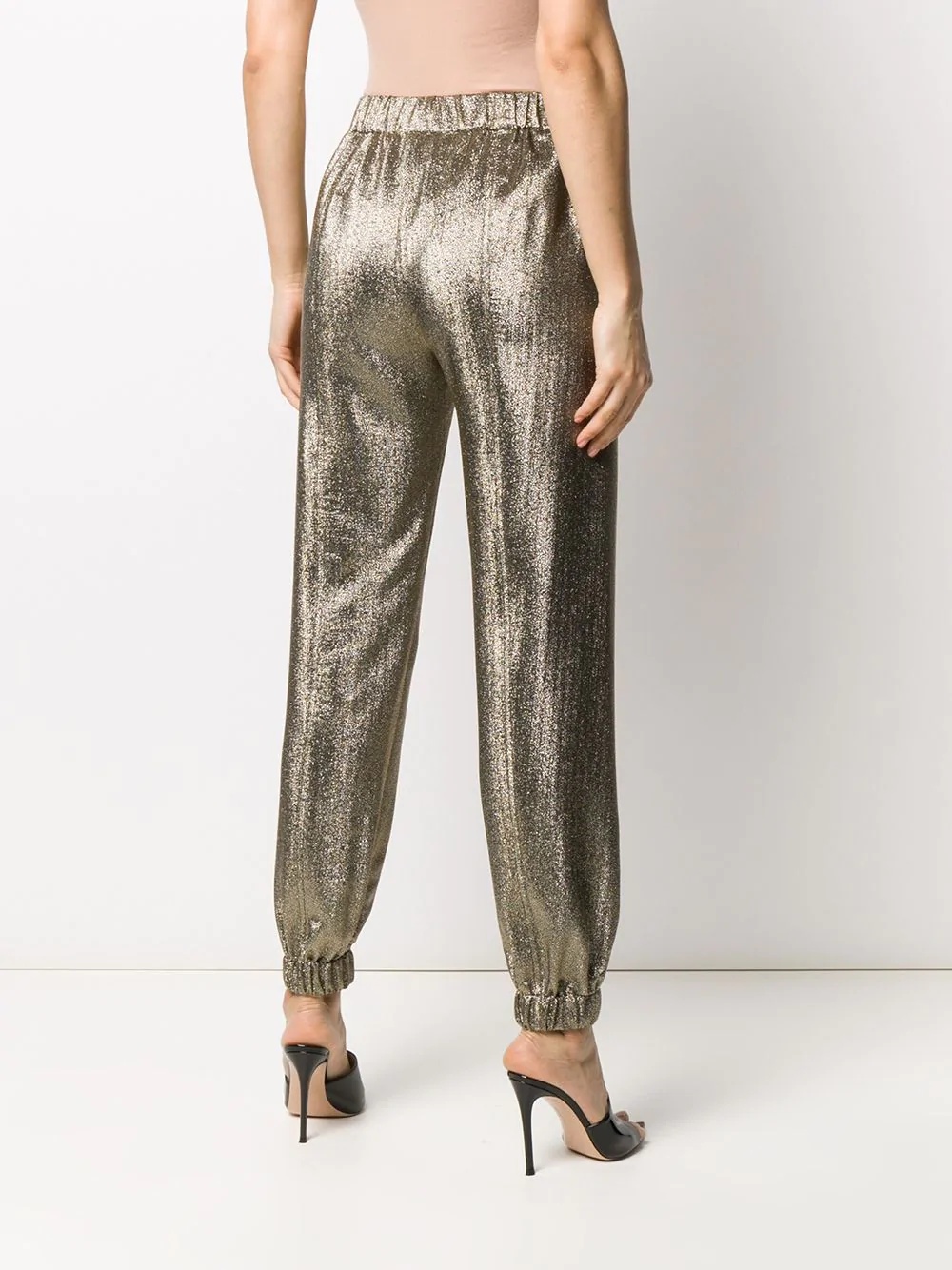 metallic-effect tapered trousers - 4