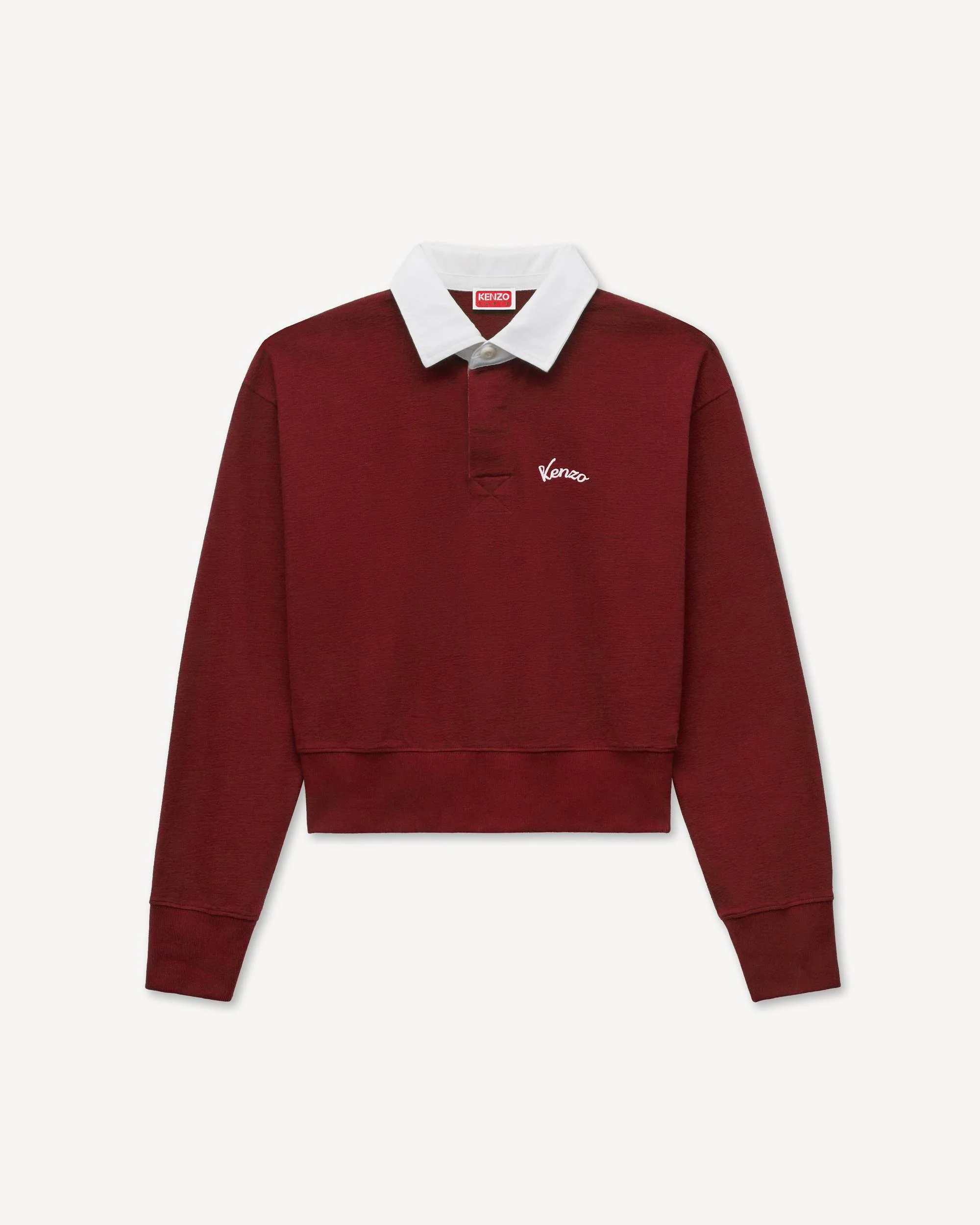 'KENZO Varsity' embroidered long sleeve polo in heavy cotton - 1