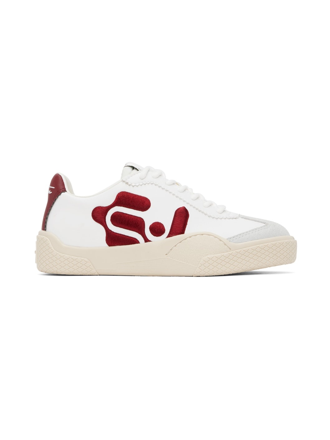 White & Red Santos Sneakers - 1