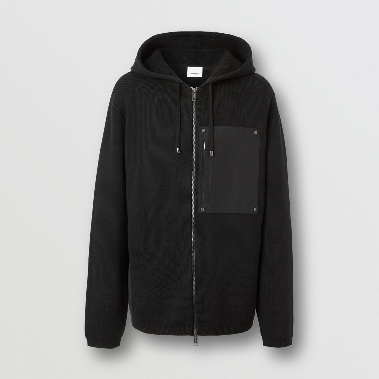 Contrast Pocket Wool Hooded Top - 1