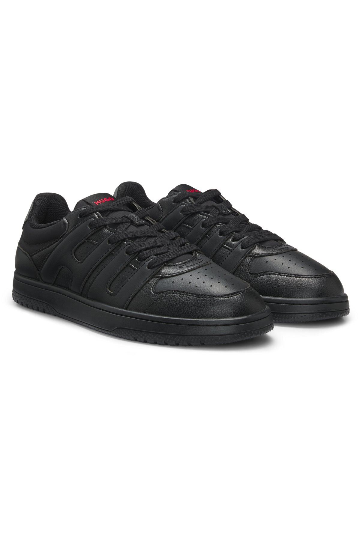 FAUX-LEATHER TRAINERS WITH LOGO UPPERS - 2