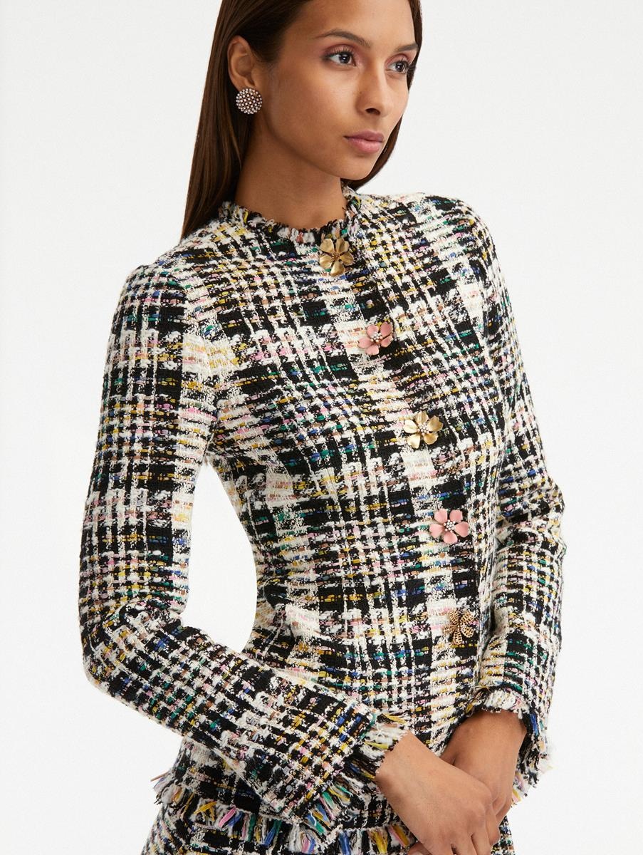 BUTTON DETAIL MULTICOLOR RIBBON TWEEN JACKET - 5