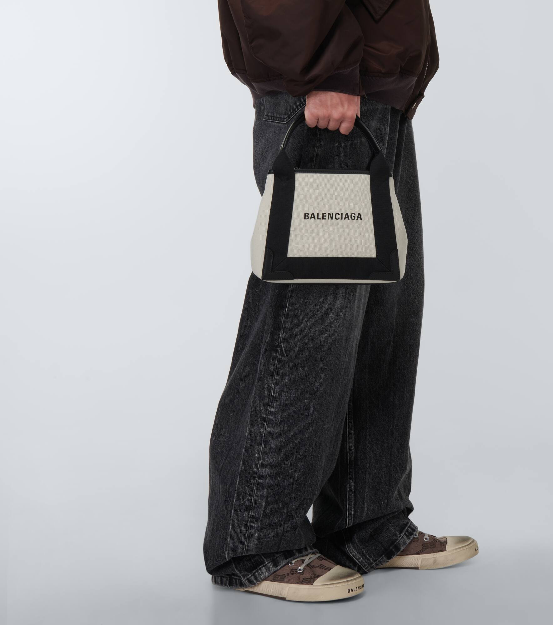 Cabas leather-trimmed canvas tote bag - 2