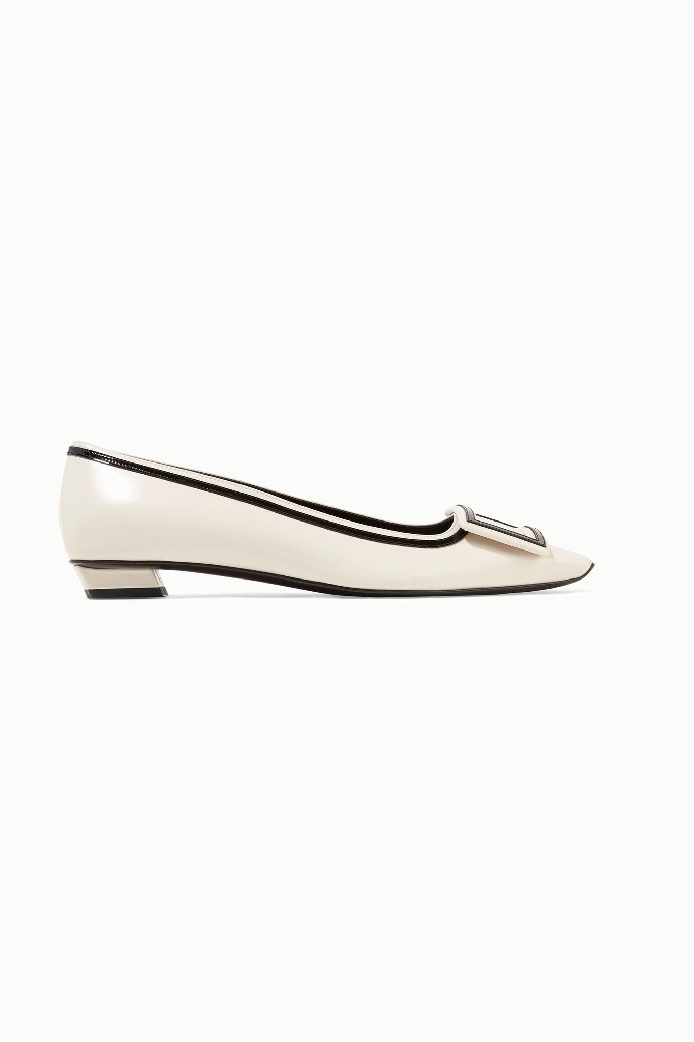 Belle Vivier Graphic patent-trimmed leather flats - 1