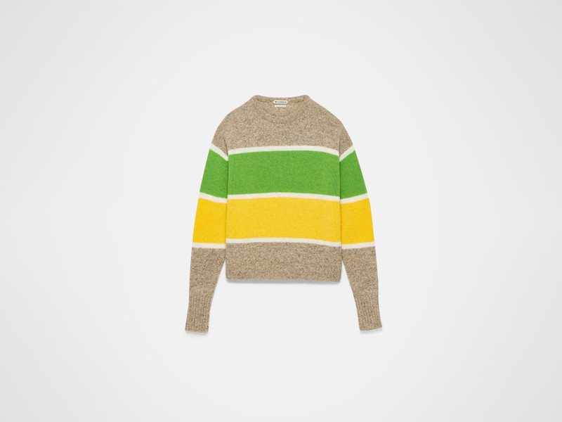 CONTRAST STRIPED CREW NECK JUMPER IN BEIGE MELANGE 1
