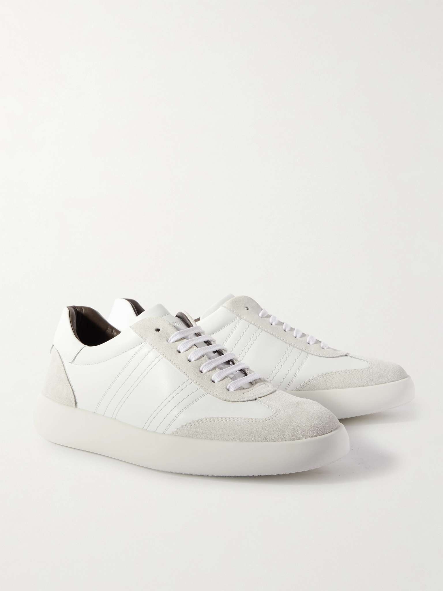 Suede-Trimmed Leather Sneakers - 4