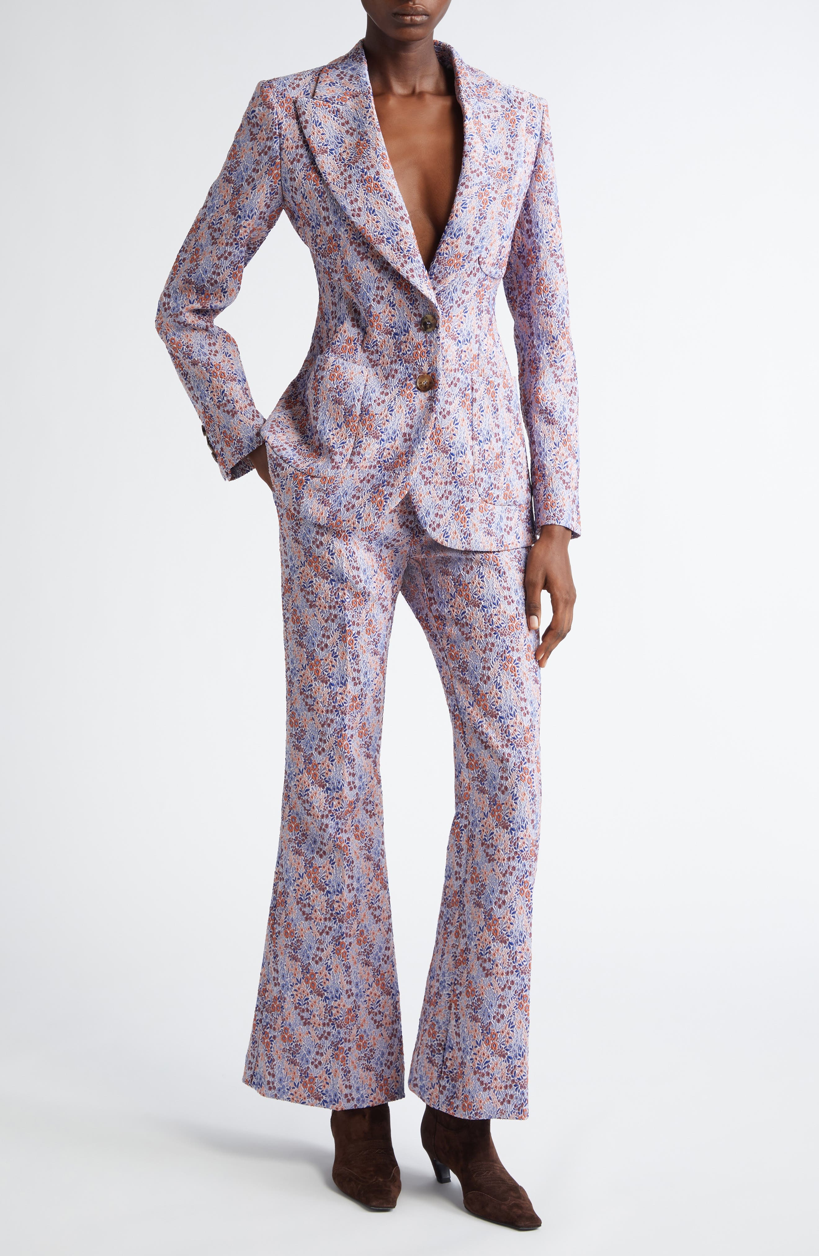 Etro Ditsy Floral Jacquard Trousers in Multicolor Azure Base at Nordstrom - 2