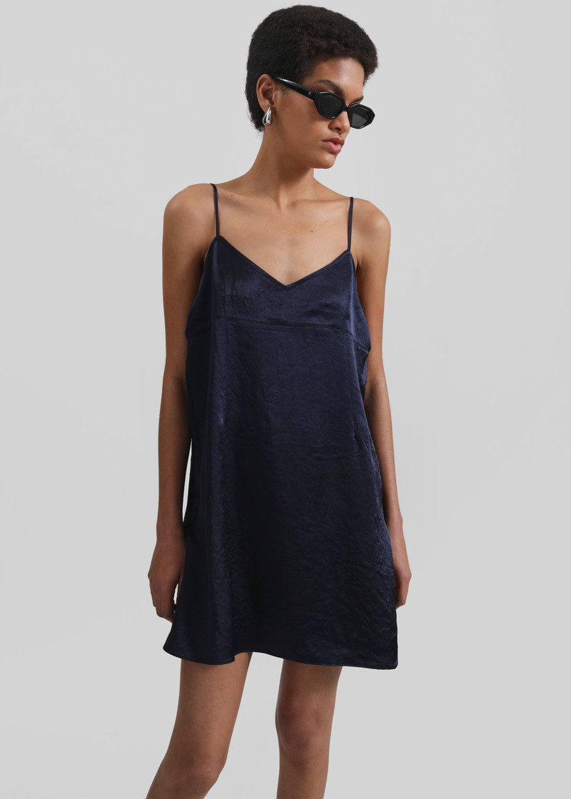 Elma Satin Mini Dress - Navy 5