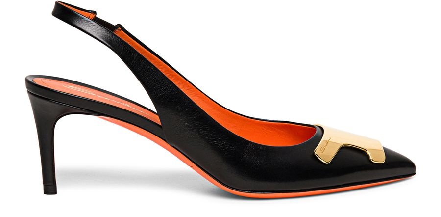 Leather mid-heel Santoni Sibille slingback - 1