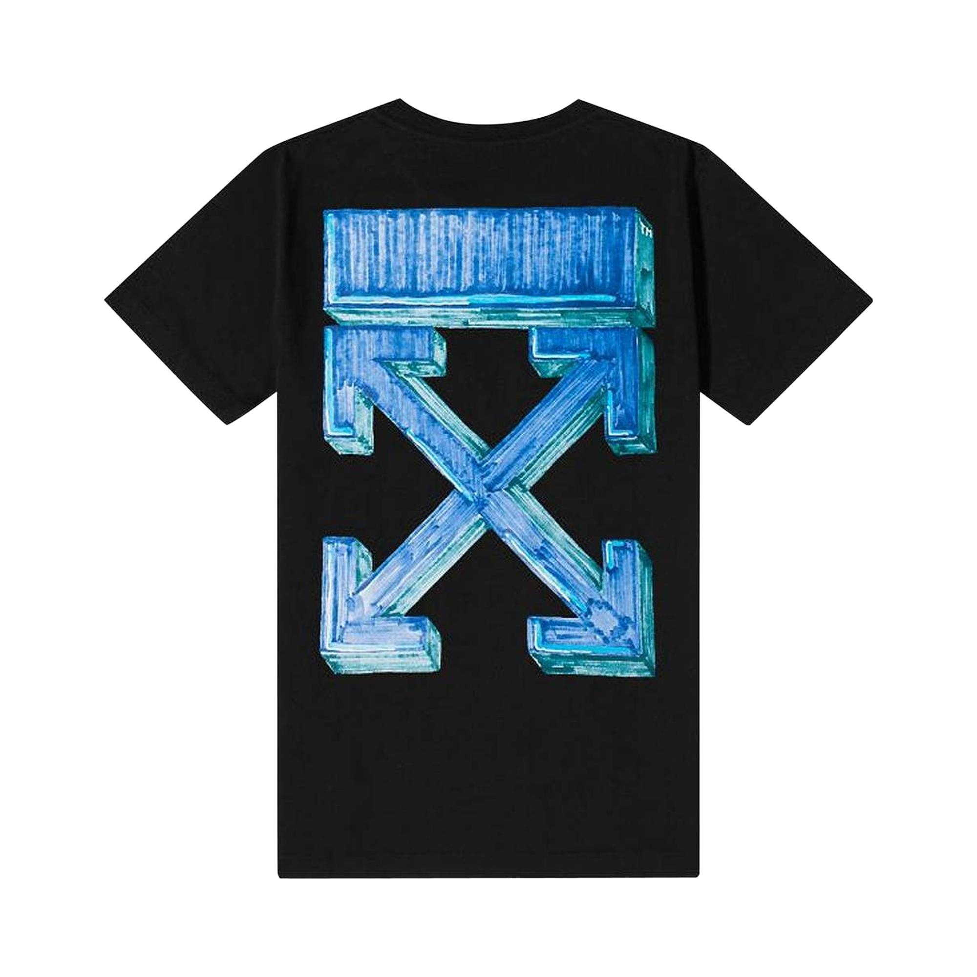 Off-White Marker Short-Sleeve Slim Tee 'Black/Blue' - 2