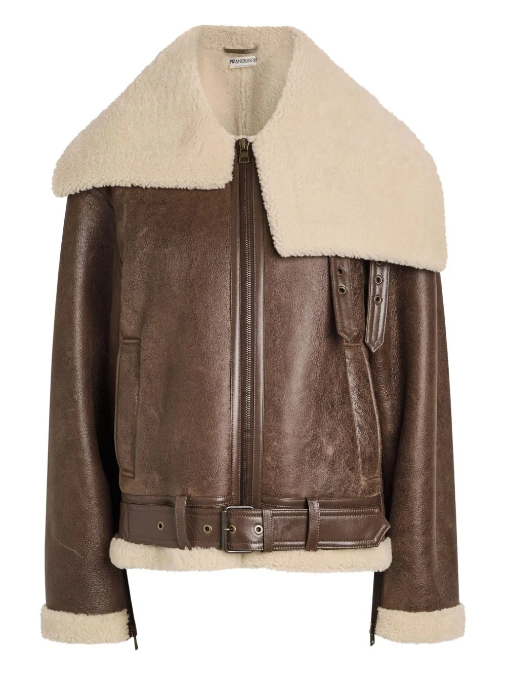 shearling belted jacket - 1