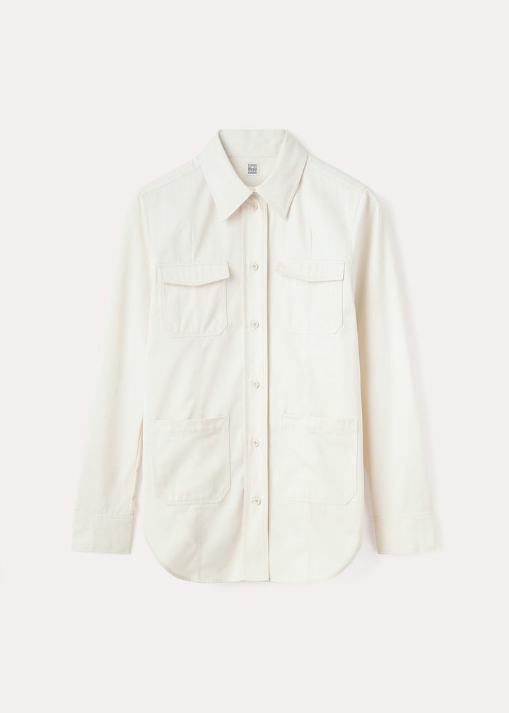 Patch pocket cotton shirt ecru - 1